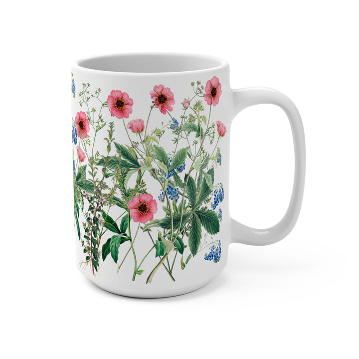 Wildflower Mug 15oz - Pink & Blue Herbs Nature-Lover Gift BPA-Free